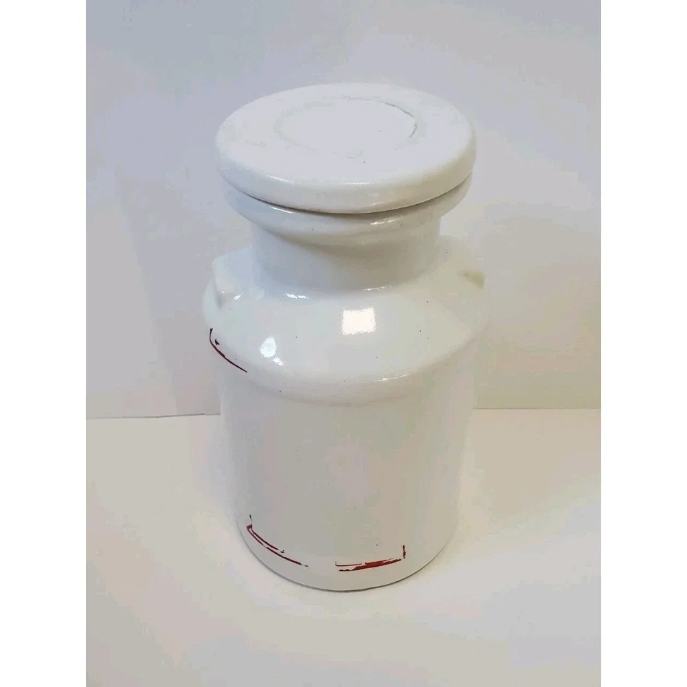 Vintage Farmhouse White with Red Trim 